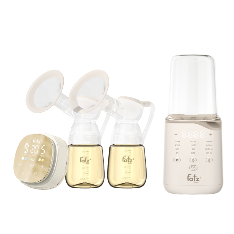 Combo Máy Hút Sữa Điện Đôi Fatzbaby Resonance 12 Plus + Máy Hâm Sữa & Tiệt Trùng Siêu Tốc Thông Minh Fatzbaby Mono 11 Plus