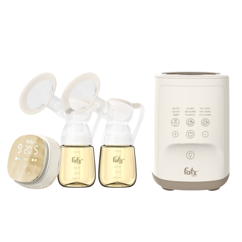 Combo Máy Hút Sữa Điện Đôi Fatzbaby Resonance 12 Plus + Máy Hâm Sữa Và Lắc Sữa Thông Minh Fatzbaby Mono 16 Plus
