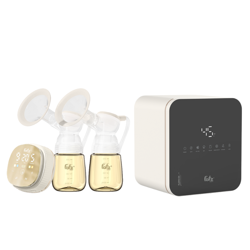 Combo Máy Hút Sữa Điện Đôi Fatzbaby Resonance 12 Plus + Máy Tiệt Trùng Sấy Khô Khử Mùi UVC-LED Công Nghệ Nano Plasma Ion Fatzbaby PLASMAX 4