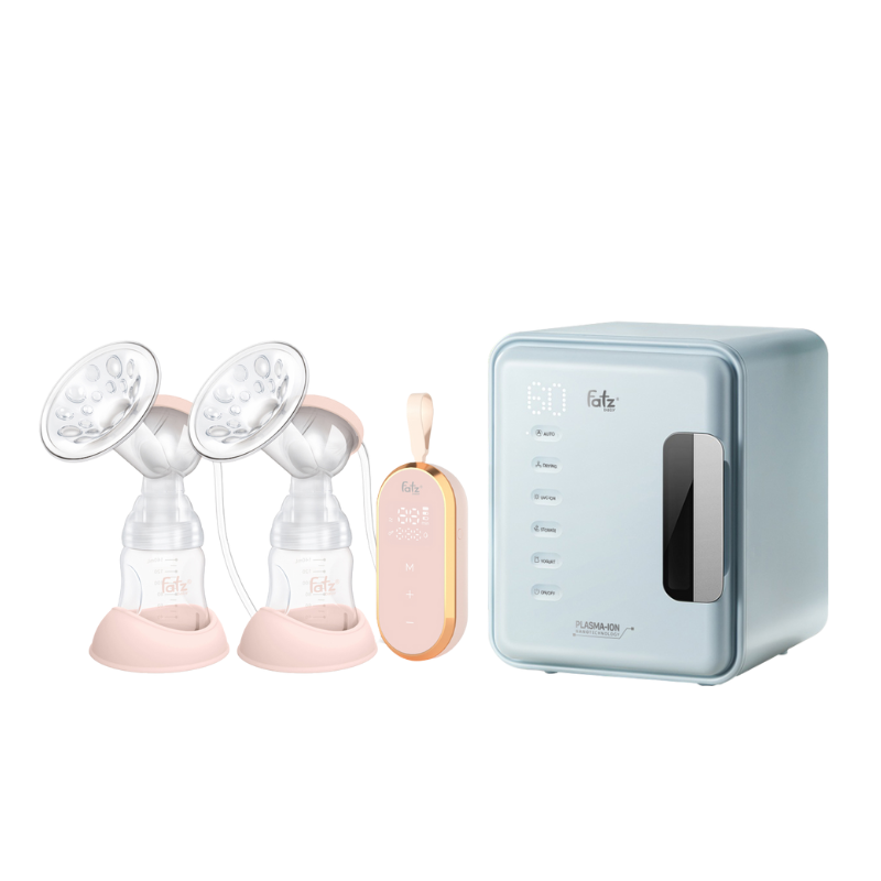 Combo Máy Hút Sữa Điện Đôi Fatzbaby Resonance 5 + Máy Tiệt Trùng Sấy Khô Khử Mùi Fatzbaby UVC-LED Công Nghệ Nano Plasma Ion PLASMAX 6
