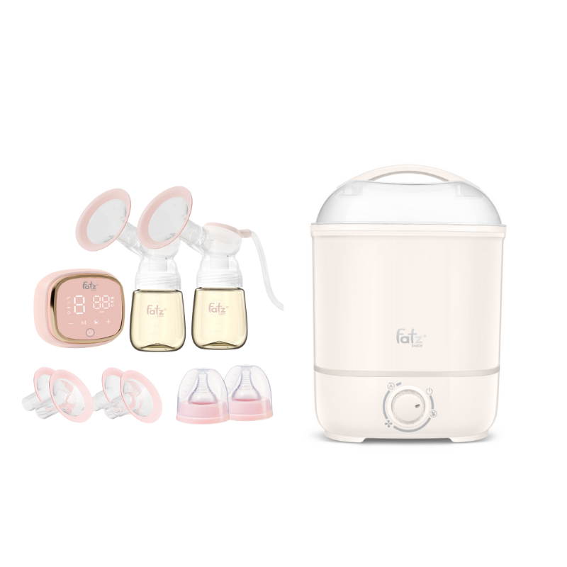 Combo Máy Hút Sữa Điện Đôi - Fatzbaby Resonance 6+ Plus +  Máy Tiệt Trùng Hơi Nước Sấy Khô Fatzbaby Sumo 4