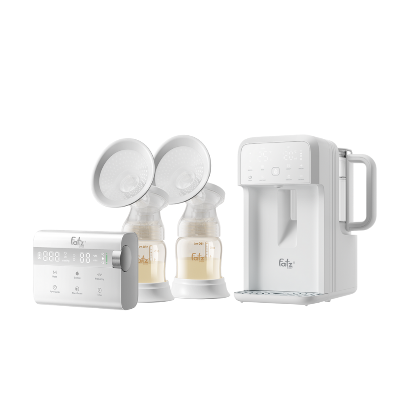 Combo Máy Hút Sữa Điện Đôi Rung Mát Xa Fatzbaby Resonance 14 Plus + Máy Đun Và Hâm Nước Pha Sữa Thông Minh Tiện Lợi Fatzbaby Smart 10 Plus
