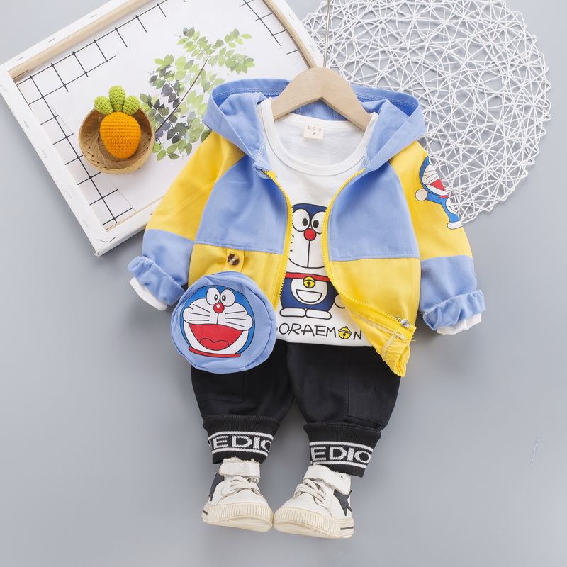 ST500 - Set Quần Áo Và Áo Khoác Cho Bé Trai Hoạ Tiết Doremon