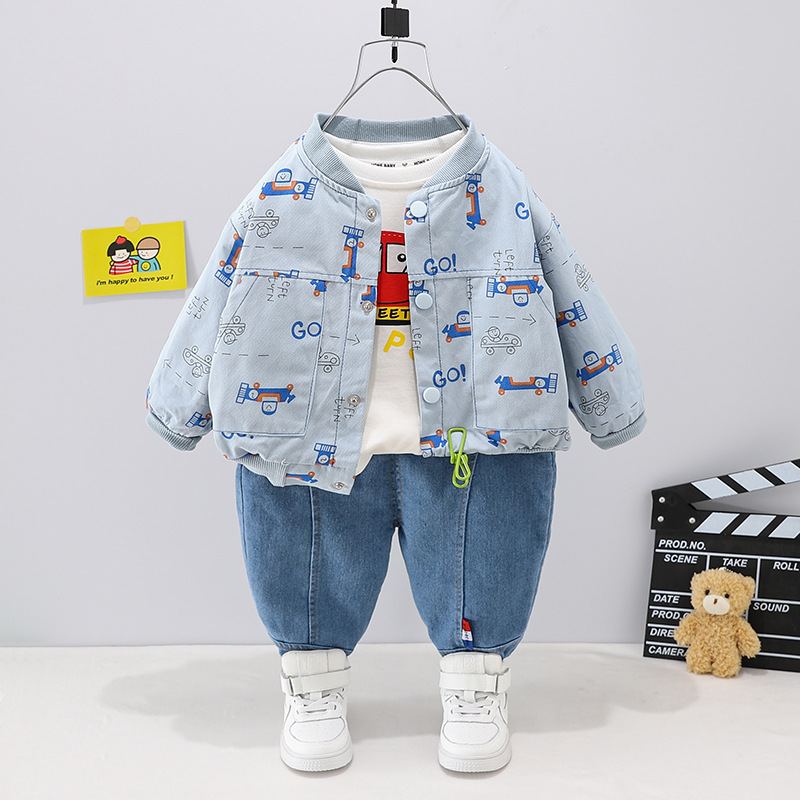 ST532 - Set Quần Jean, Áo Và Áo Khoác Bomber Cho Bé - Màu Xanh