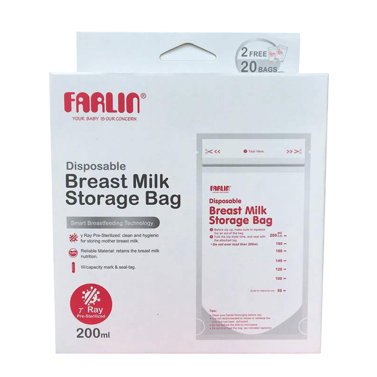 Túi trữ sữa tiệt trùng Farlin 200ml tiện dụng