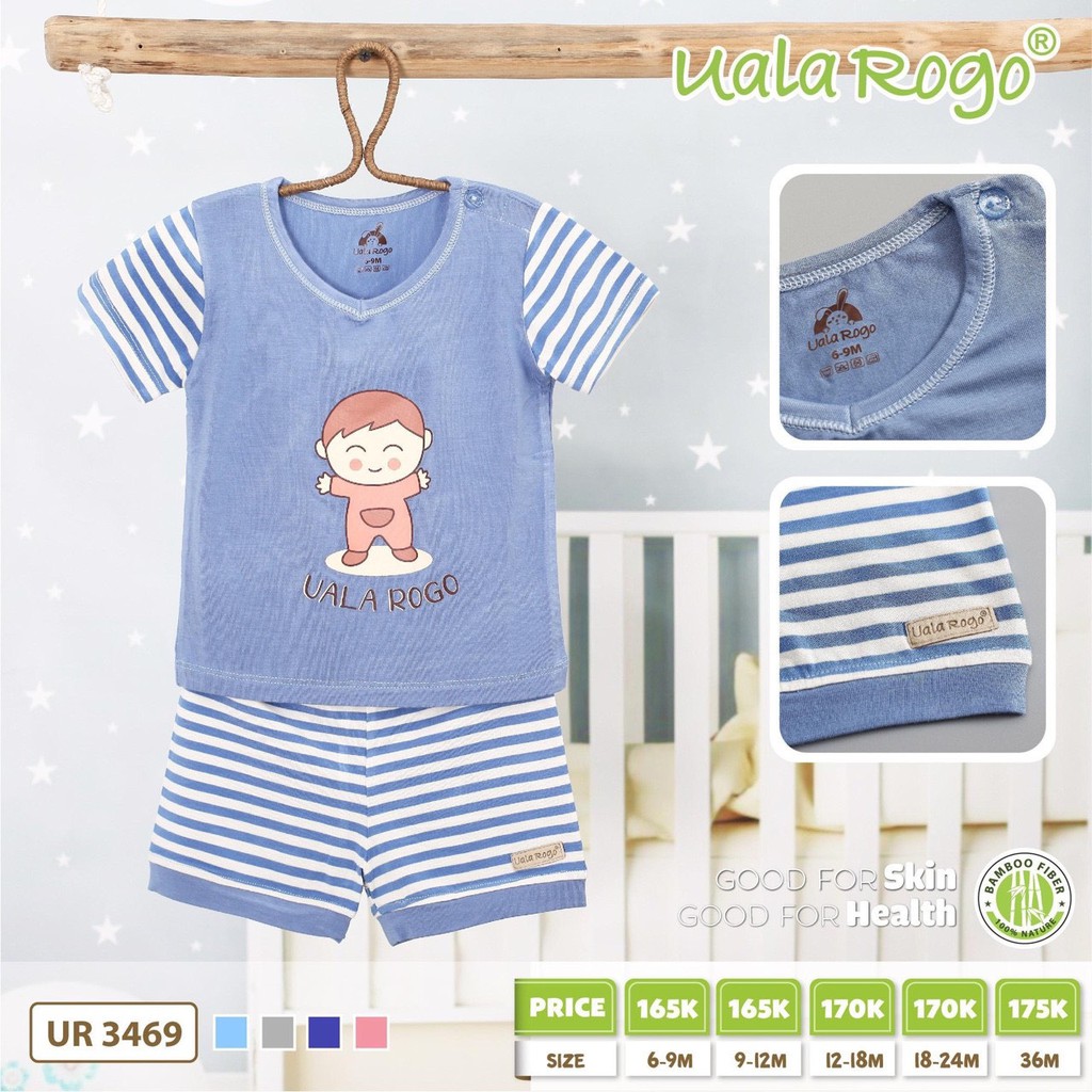 UR3469.1 - Bộ cộc cổ tim cho bé - Màu xanh dương nhạt