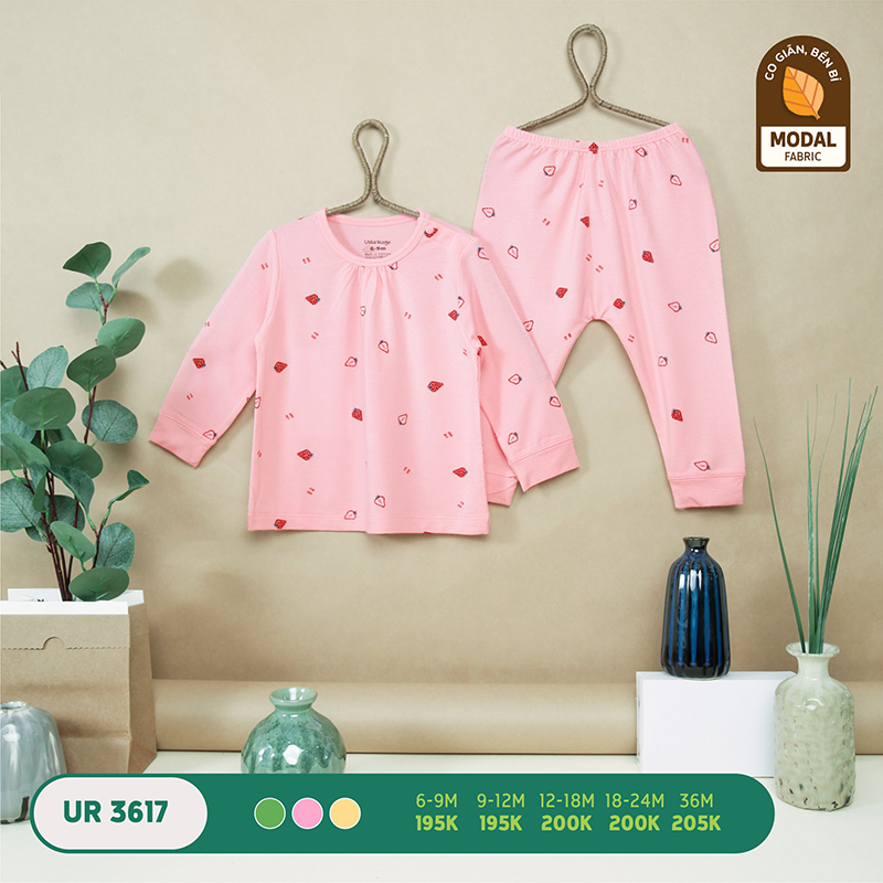 UR3617.1 - Bộ quần áo Uala Rogo dài tay vải sợi sồi - Màu hồng