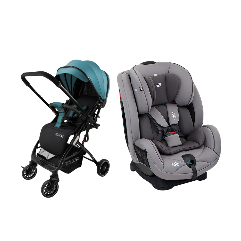 Xe Đẩy Trẻ Em Gấp Gọn Zaracos Evian 2996 + Ghế ngồi ô tô trẻ em Joie Stages Gray Flannel