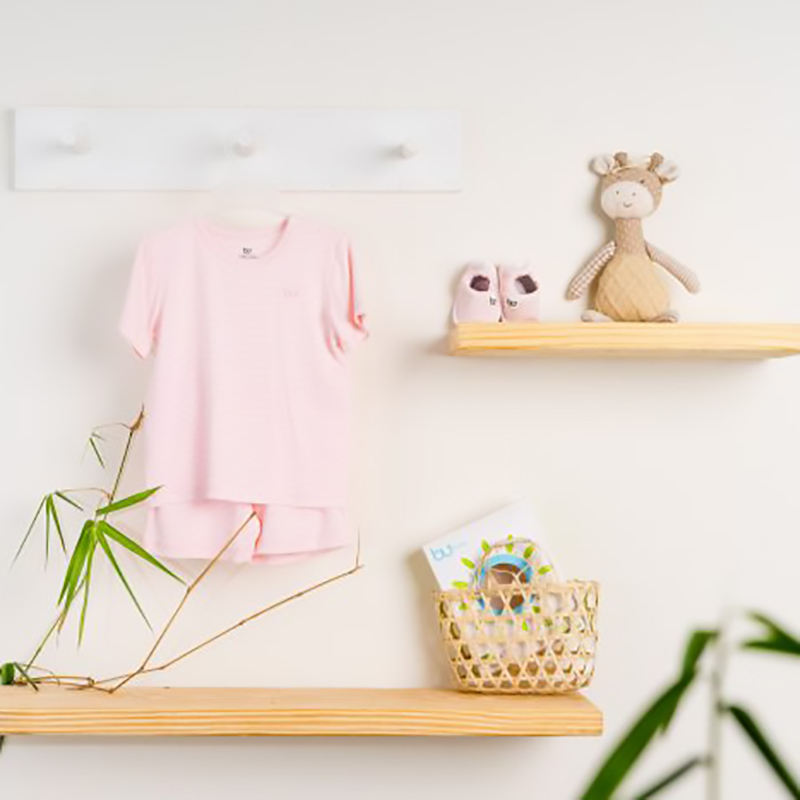 BB004. Pink - Bộ áo ngắn tay cài vai quần đùi - Bu