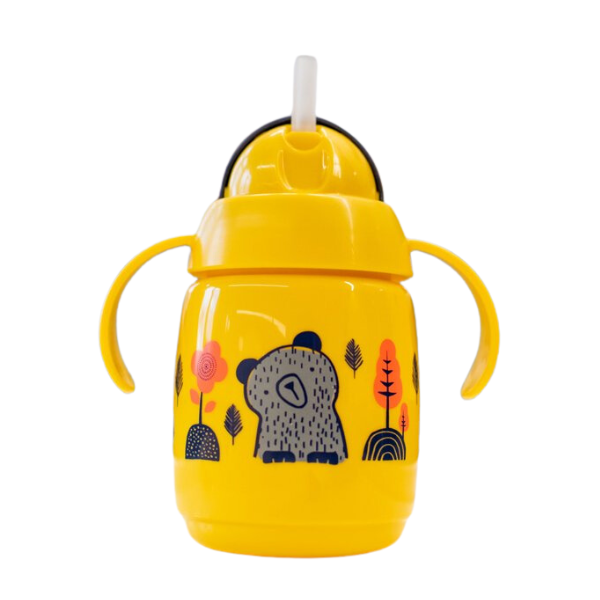 Bình Tập Uống Nước Có Ống Hút Đáy Nặng Kháng Khuẩn Chống Tràn Cho Bé Tommee Tippee SuperStar 300ml, từ 6 tháng - Vàng
