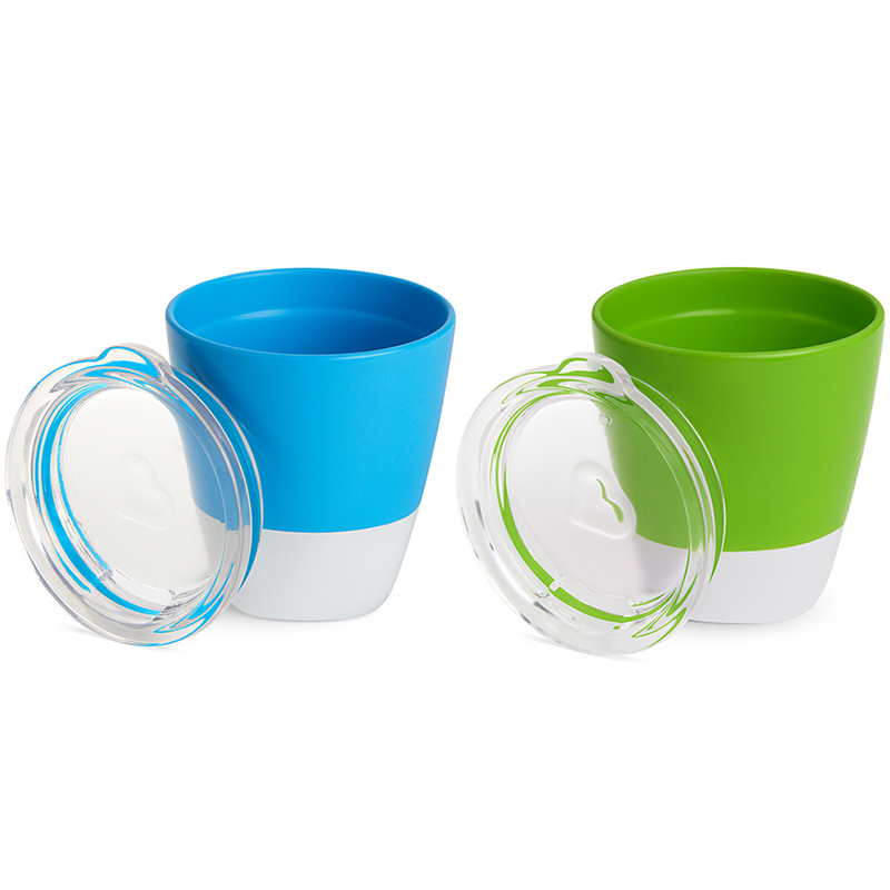 Bộ 2 cốc có nắp Munchkin 207ml màu xanh lá + xanh dương