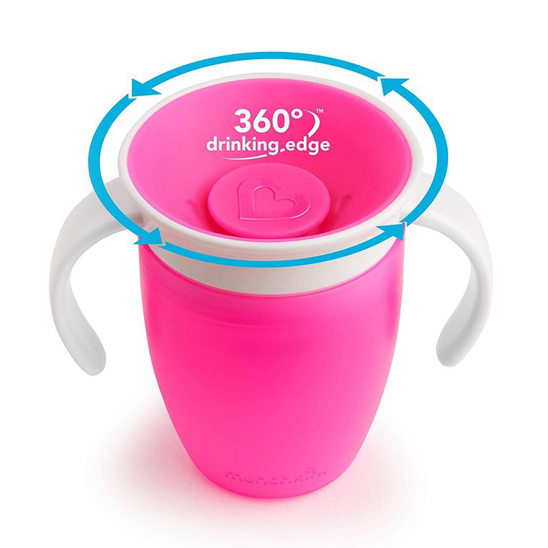 Cốc tập uống nước 2 tay cầm 360 độ Upass màu hồng