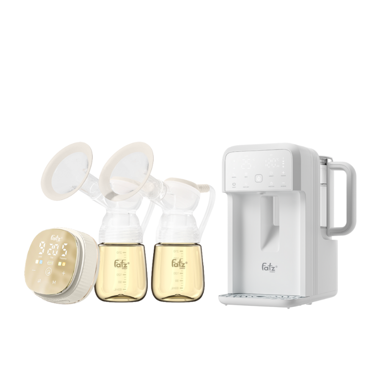 Combo Máy Hút Sữa Điện Đôi Fatzbaby Resonance 12 Plus + Máy Đun Và Hâm Nước Pha Sữa Thông Minh Tiện Lợi Fatzbaby Smart 10 Plus