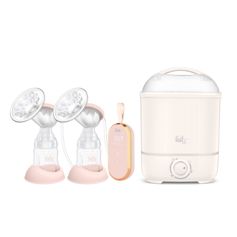 Combo Máy Hút Sữa Điện Đôi Fatzbaby Resonance 5 + Máy Tiệt Trùng Hơi Nước Sấy Khô Điện Tử Fatzbaby Sumo 4