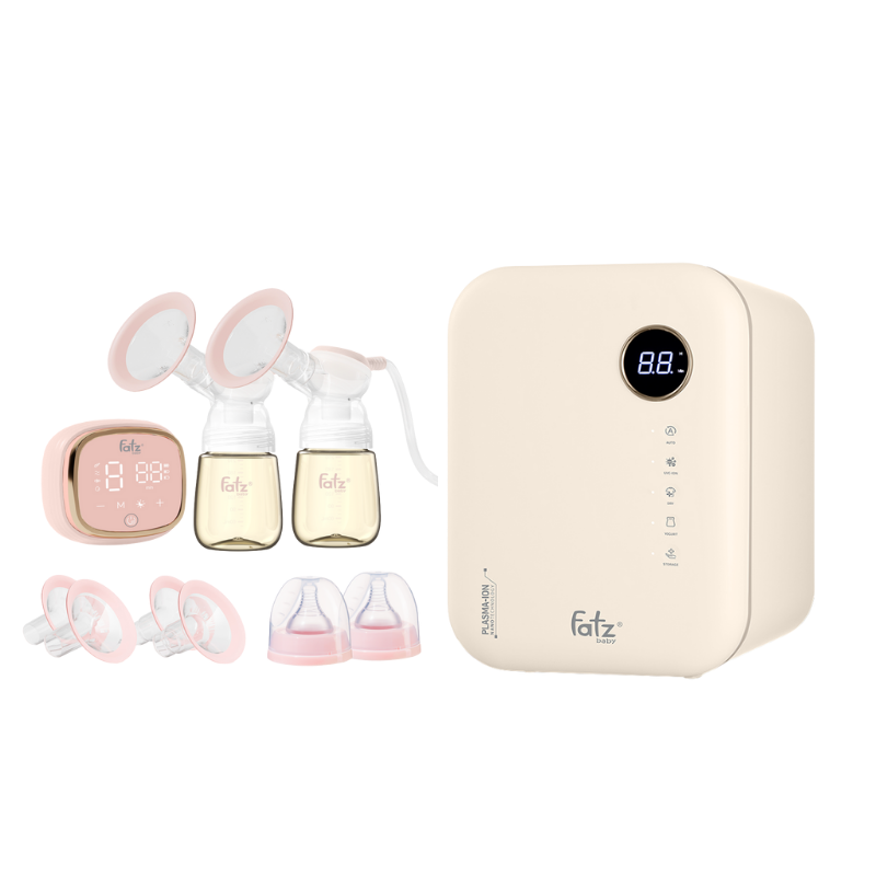 Combo Máy Hút Sữa Điện Đôi - Fatzbaby Resonance 6+ Plus + Máy Tiệt Trùng Sấy Khô Khử Mùi UVC-LED Công Nghệ Nano Plasma Ion Fatzbaby PLASMAX 8