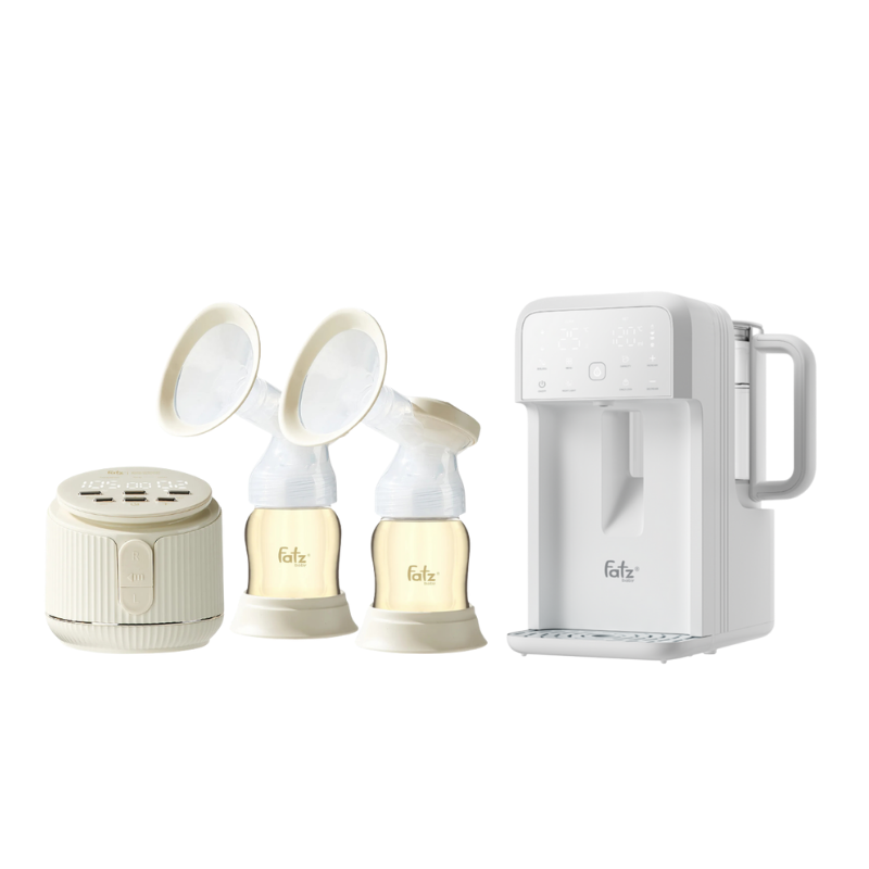 Combo Máy Hút Sữa Điện Đôi Rung Mát Xa Fatzbaby Resonance 11 Plus +  Máy Đun Và Hâm Nước Pha Sữa Thông Minh Tiện Lợi Fatzbaby Smart 10 Plus