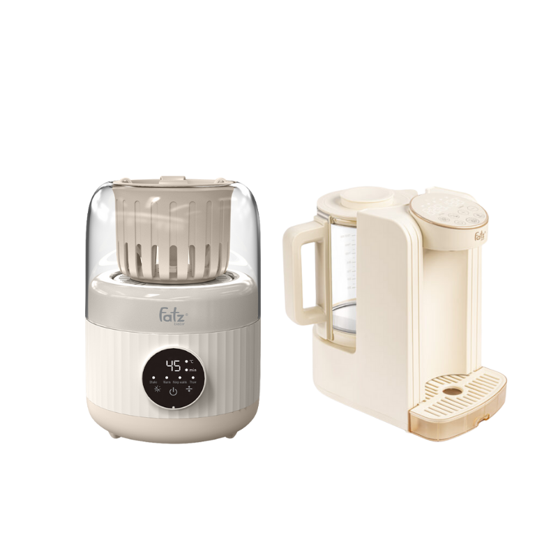 Combo Máy Lắc Sữa Và Hâm Sữa Bằng Khí Nóng Shake 5 Plus +  Máy Đun Và Hâm Nước Pha Sữa Thông Minh Tiện Lợi Fatzbaby Smart 8 Plus