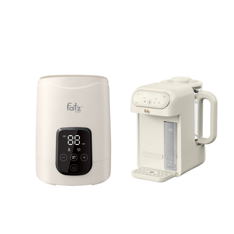 Combo Máy Lắc Và Giữ Ấm Bình Sữa Thông Minh Cho Bé Fatzbaby Shake 3 Plus + Máy Đun Và Hâm Nước Pha Sữa Thông Minh Tiện Lợi Fatzbaby Smart 12 Plus