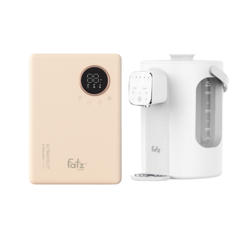 Combo Máy tiệt trùng sấy khô UVC - LED Fatzbaby King 2 + Máy Đun Và Hâm Nước Pha Sữa Thông Minh Tiện Lợi Fatzbaby Smart 11 Plus