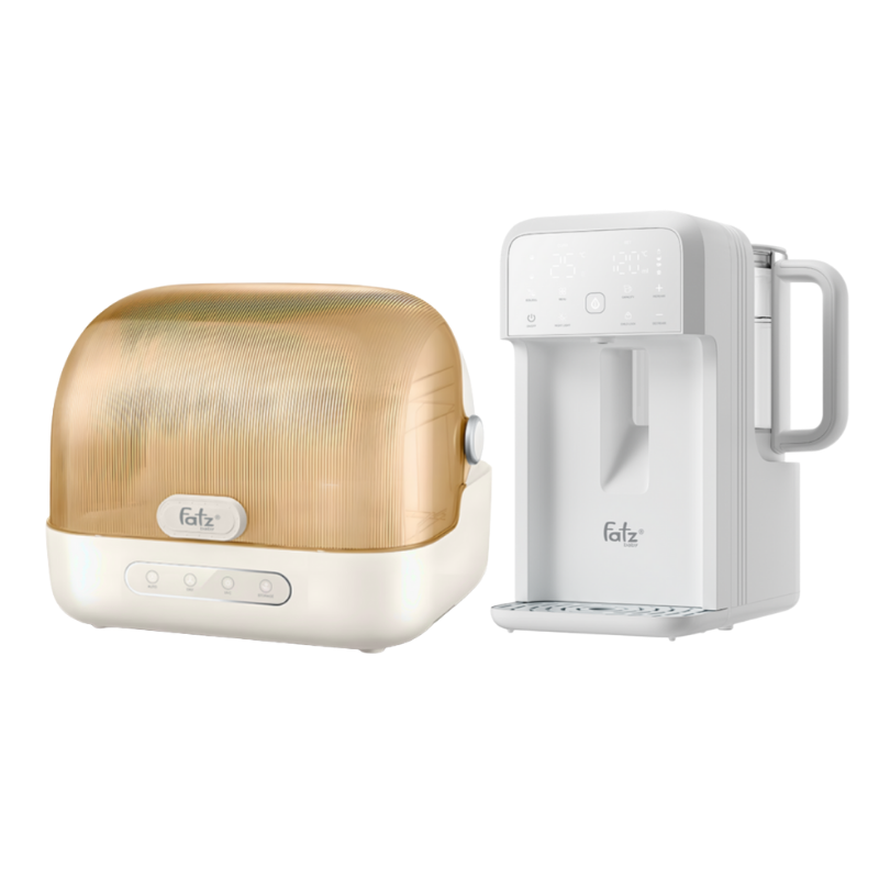 Combo Máy Úp Bình Sữa, Tiệt Trùng UVC, Sấy Khô Và Bảo Quản Fatzbaby Tidy 6 + Máy Đun Và Hâm Nước Pha Sữa Thông Minh Tiện Lợi Fatzbaby Smart 10 Plus