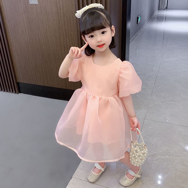 DV514 - Đầm Công Chúa Cho Bé Tay Phồng - Màu Hồng