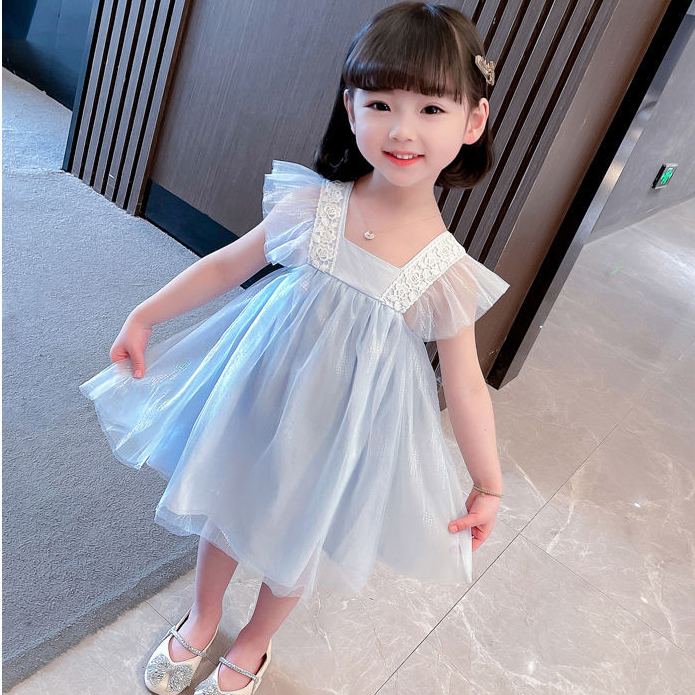DV550 - Đầm Babydoll Cho Bé Phối Ren - Màu Trắng
