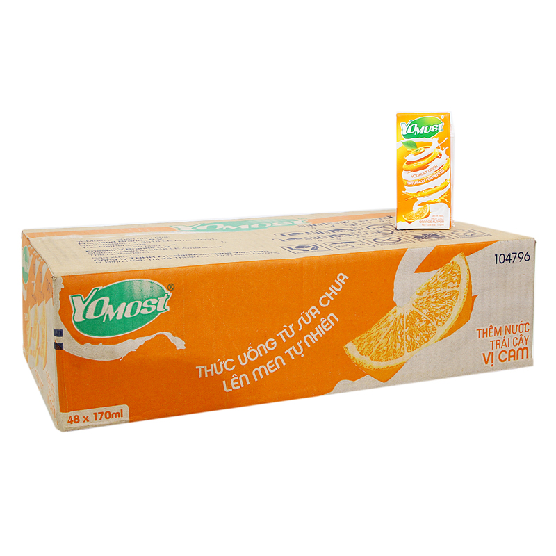 Sữa chua uống lên men tự nhiên YoMost hương cam 170ml – Thùng 48 hộp