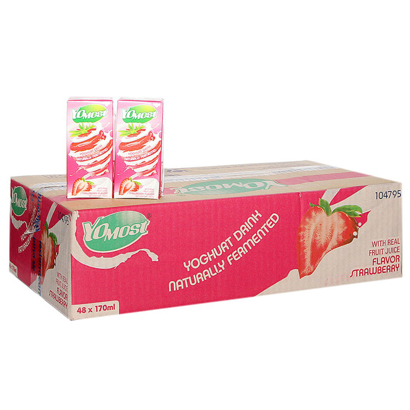 Sữa chua uống lên men tự nhiên YoMost hương dâu 170ml – Thùng 48 hộp