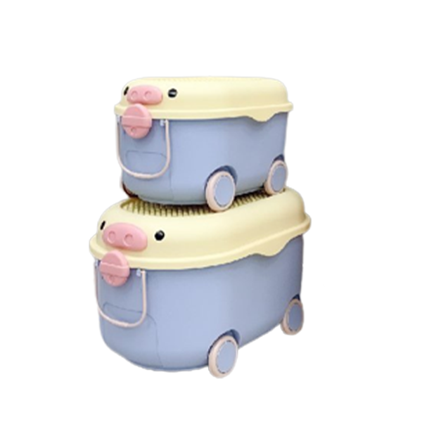 Thùng Đựng Đồ Chơi Cho Bé Hình Heo Holla 38L - Màu Xanh