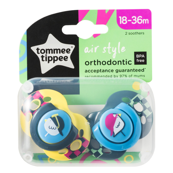 Ty ngậm thoáng khí cho bé Tommee Tippee Air 18-36 tháng (vỉ đôi) – Chim sẻ xanh