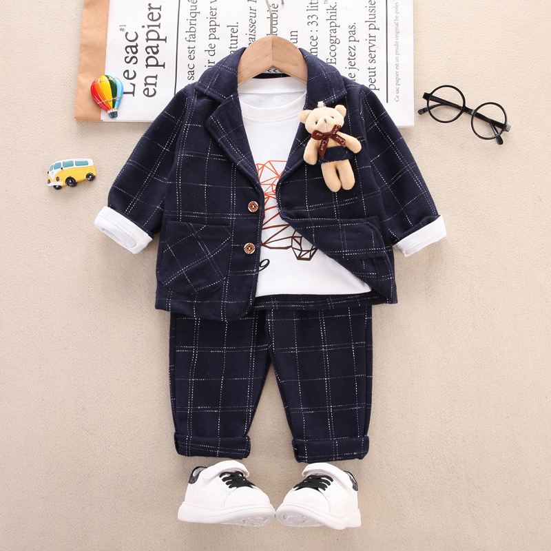 V502 - Set Đồ Vest Bé Trai Phong Cách Hàn Quốc - Màu Xanh Đậm