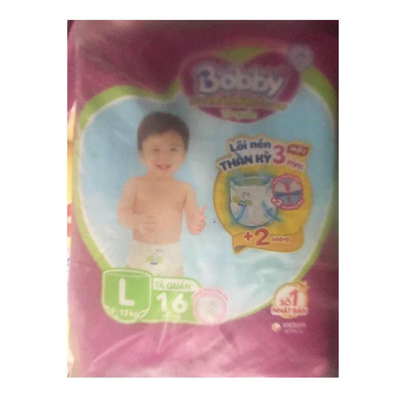 Bỉm - Tã quần Bobby Lõi Nén Thần Kỳ size L - 16 miếng tặng 2 miếng (9 - 13kg)