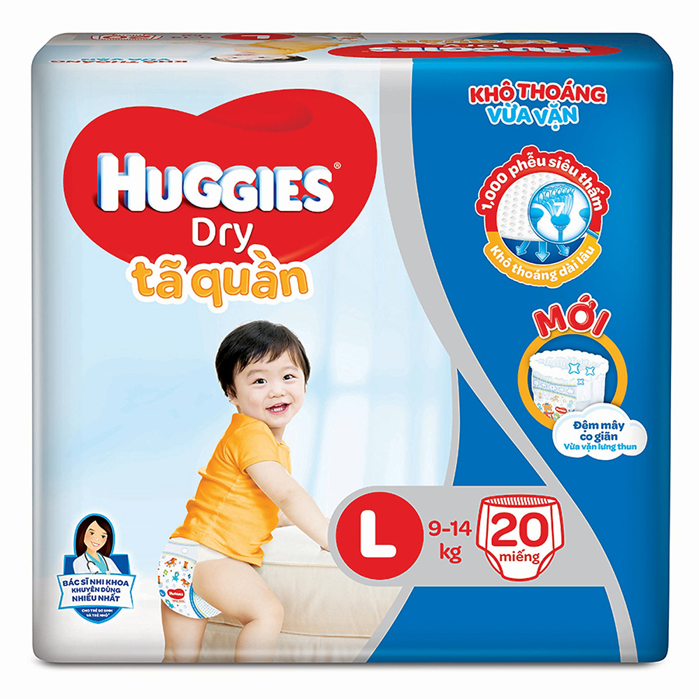 Bỉm - Tã quần Huggies size L - 20 miếng (Cho bé 9 - 14kg)