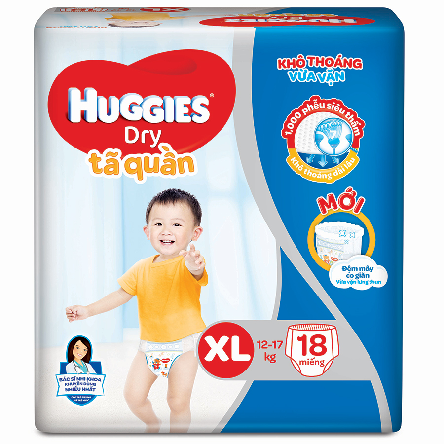 Bỉm - Tã quần Huggies size XL - 18 miếng (Cho bé 12 - 17kg)