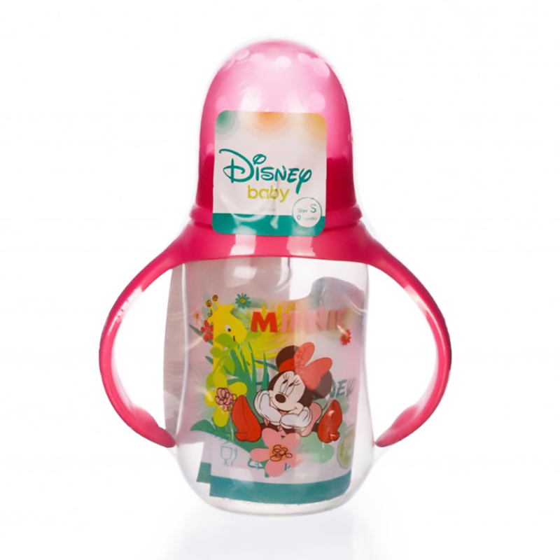 Bình sữa Disney Baby cổ thường có tay cầm size S 125ml Màu hồng
