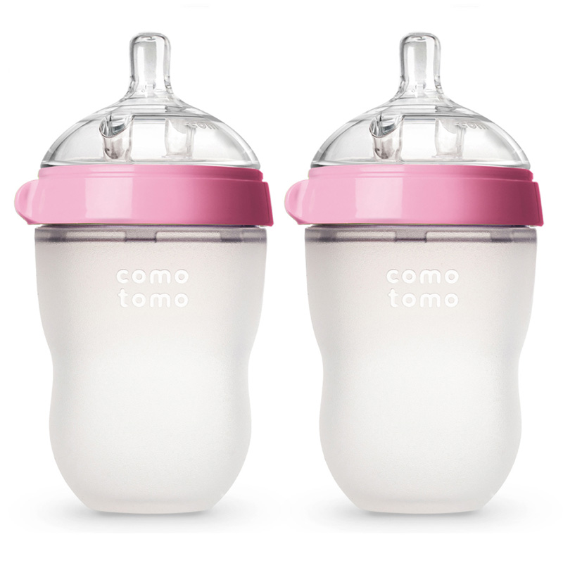 Bộ hai bình silicone Comotomo 250ml - Hồng