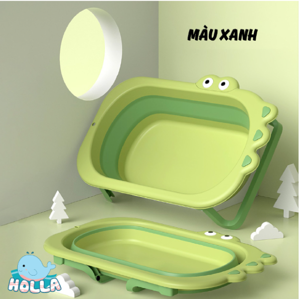 Chậu Tắm Cá Sấu Gấp Gọn Kèm Phao HOLLA HL-03139 Màu Xanh