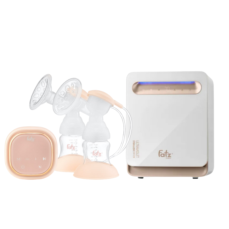 Combo Máy Hút Sữa Điện Đôi Fatzbaby Resonance 3 + Máy Tiệt Trùng Sấy Khô Fatzbaby UVC LED King 2 Plus