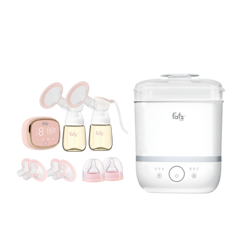 Combo Máy Hút Sữa Điện Đôi - Fatzbaby Resonance 6+ Plus + Máy Tiệt Trùng Hơi Nước Sấy Khô Điện Tử Fatzbaby Sumo 6 Plus