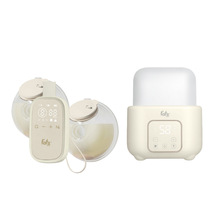 Combo Máy Hút Sữa Điện Đôi Rảnh Tay Fatzbaby TwinFree 5 + Máy Hâm Sữa Và Tiệt Trùng Điện Tử 2 Bình Fatzbaby Duo 10