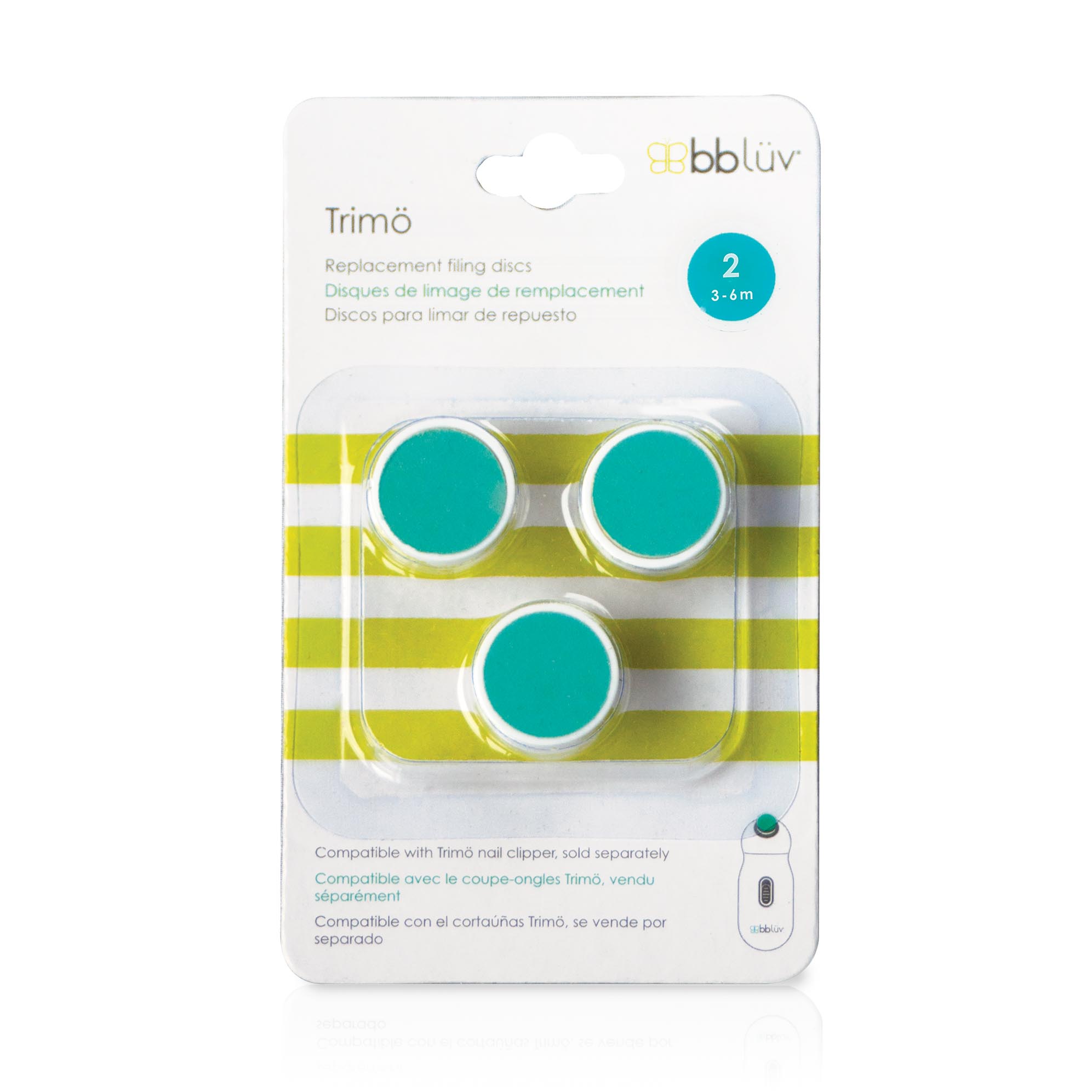Phụ kiện - Bộ 3 đầu dũa thay thế cho Máy dũa móng tay bbluv Trimo - giai đoạn 2: 3-6m (Aqua)