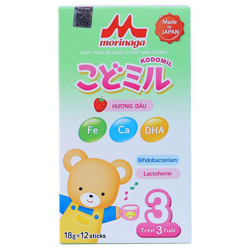 Sữa Morinaga Kodomil số 3 216g hương dâu (Trên 3 tuổi)