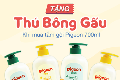 TẶNG THÚ BÔNG GẤU KHI MUA TẮM GỘI PIGEON 700ml FREESHIP HCM