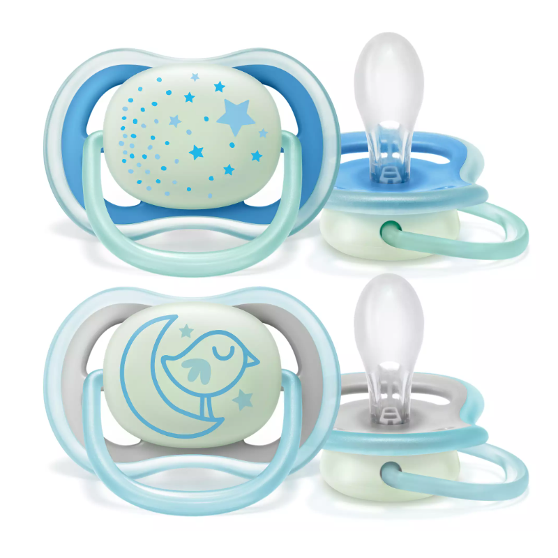 Ty ngậm ban đêm Philips Avent vỉ đôi 6-18M (màu xanh) - SCF376/21