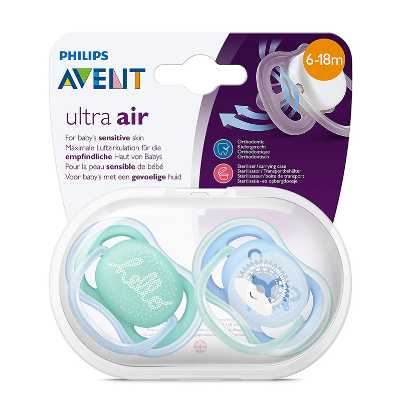Ty ngậm thông khí phiên bản hiện đại Philips Avent SCF342/23 - Xanh lá & xanh dương