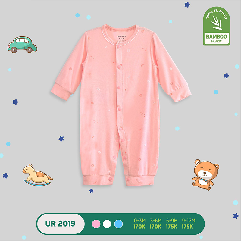 UR2019.1 - Bộ bodysuit (áo liền quần) Uala Rogo vải sợi tre - Màu hồng