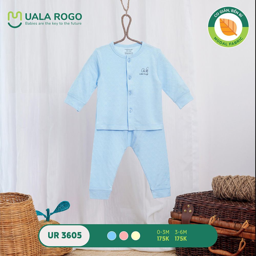 UR3605.1 - Bộ dài tay cài giữa vải sồi Uala Rogo - Màu xanh