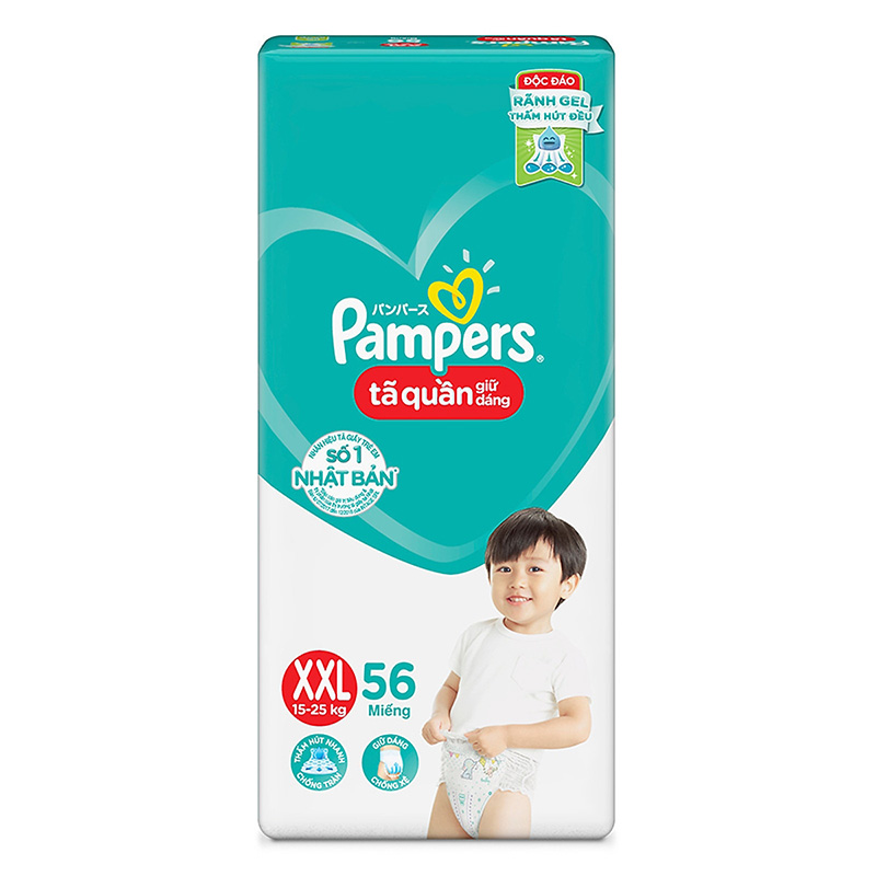 Bỉm - Tã quần Pampers SJ KM NTD size XXL 56 miếng (Bé 15-25kg)