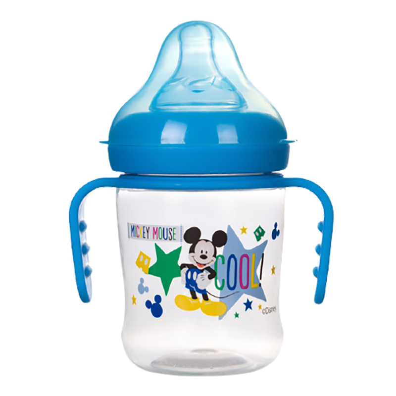 Bình sữa cổ rộng có tay cầm Disney Baby 125ml Màu xanh
