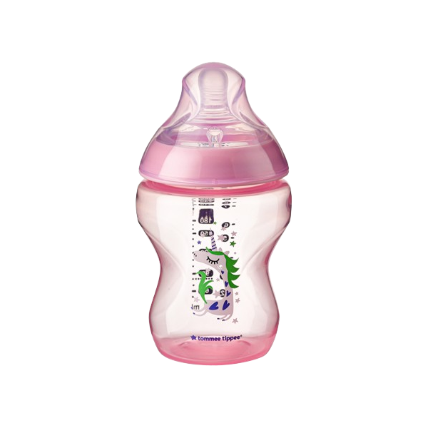 Bình Sữa Ty Siêu Mềm Tự Nhiên Tommee Tippee Closer To Nature 260ml, Núm Ty Đi Kèm 3-6 Tháng – Hồng
